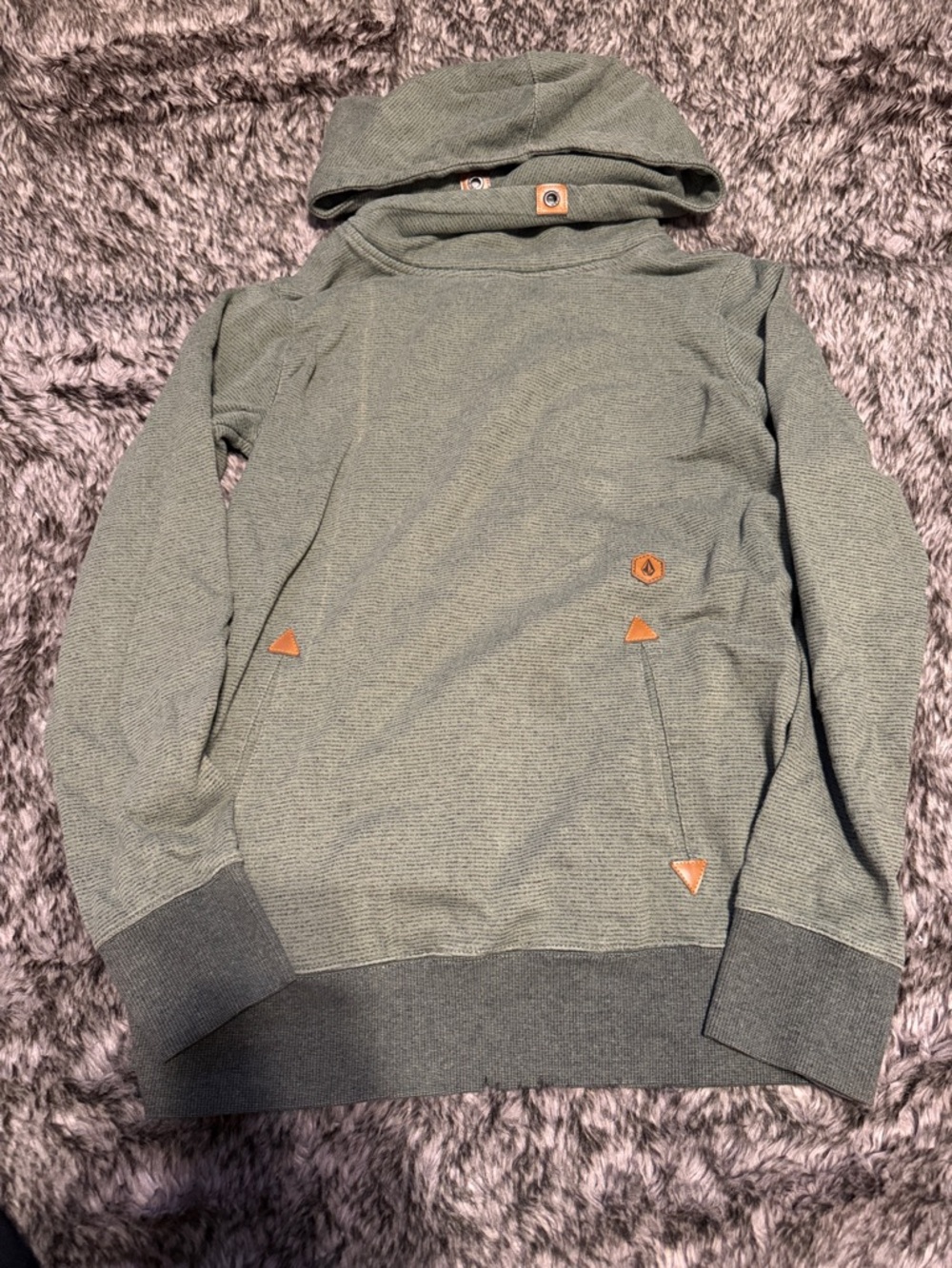 Volcom Olive Green Crewneck Hooded Sweater